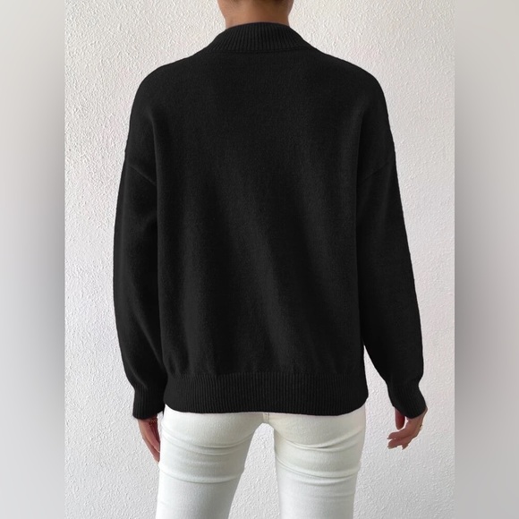 Mock Neck Drop Shoulder Sweater - Picture 2 of 7